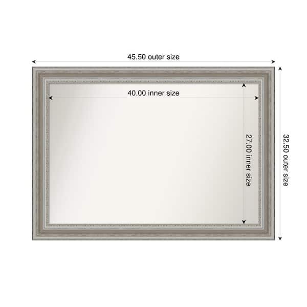 Amanti Art Parlor Silver 45.5 in. x 32.5 in. Custom Non-Beveled Recycled Polystyrene Framed Bathroom Vanity Wall Mirror