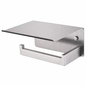 Wall Mounted Single Post Stainless Steel Toilet Paper Holder with Storage Shelf in Brushed Nickel