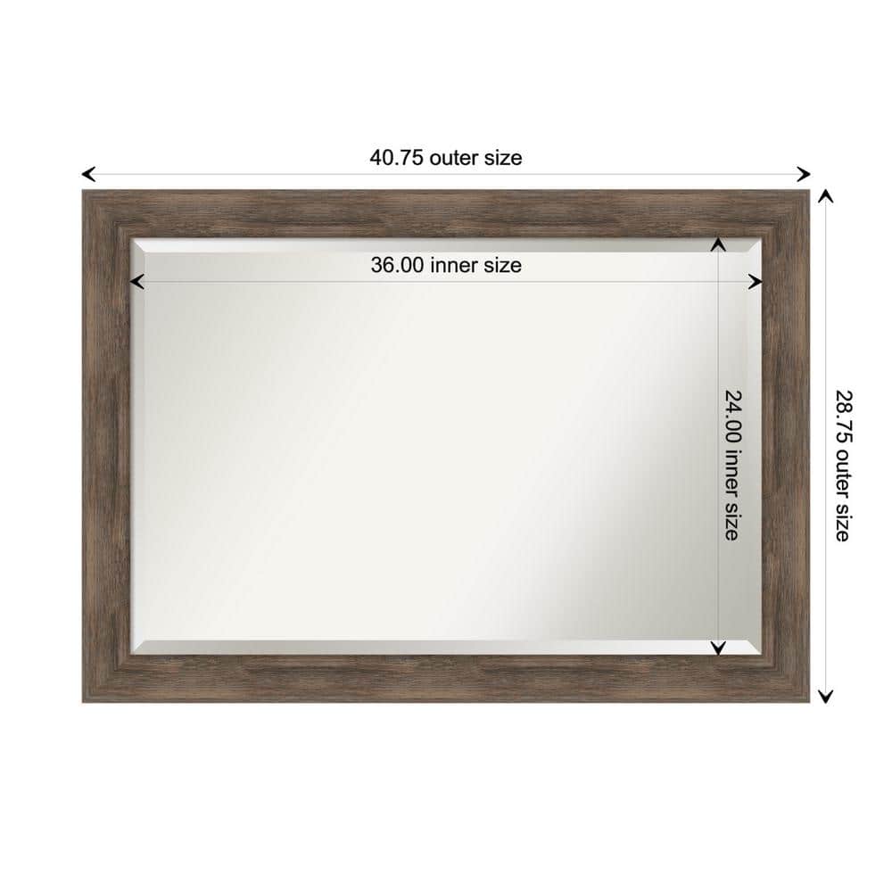 Elegant Hardwood Mocha 41" x 29" Rectangular Bathroom Vanity Mirror