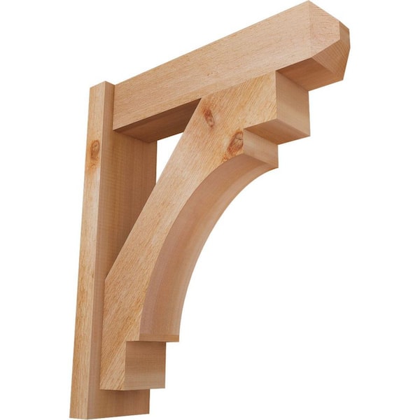 Ekena Millwork 6 in. x 26 in. x 22 in. Western Red Cedar Merced Craftsman Rough Sawn Outlooker