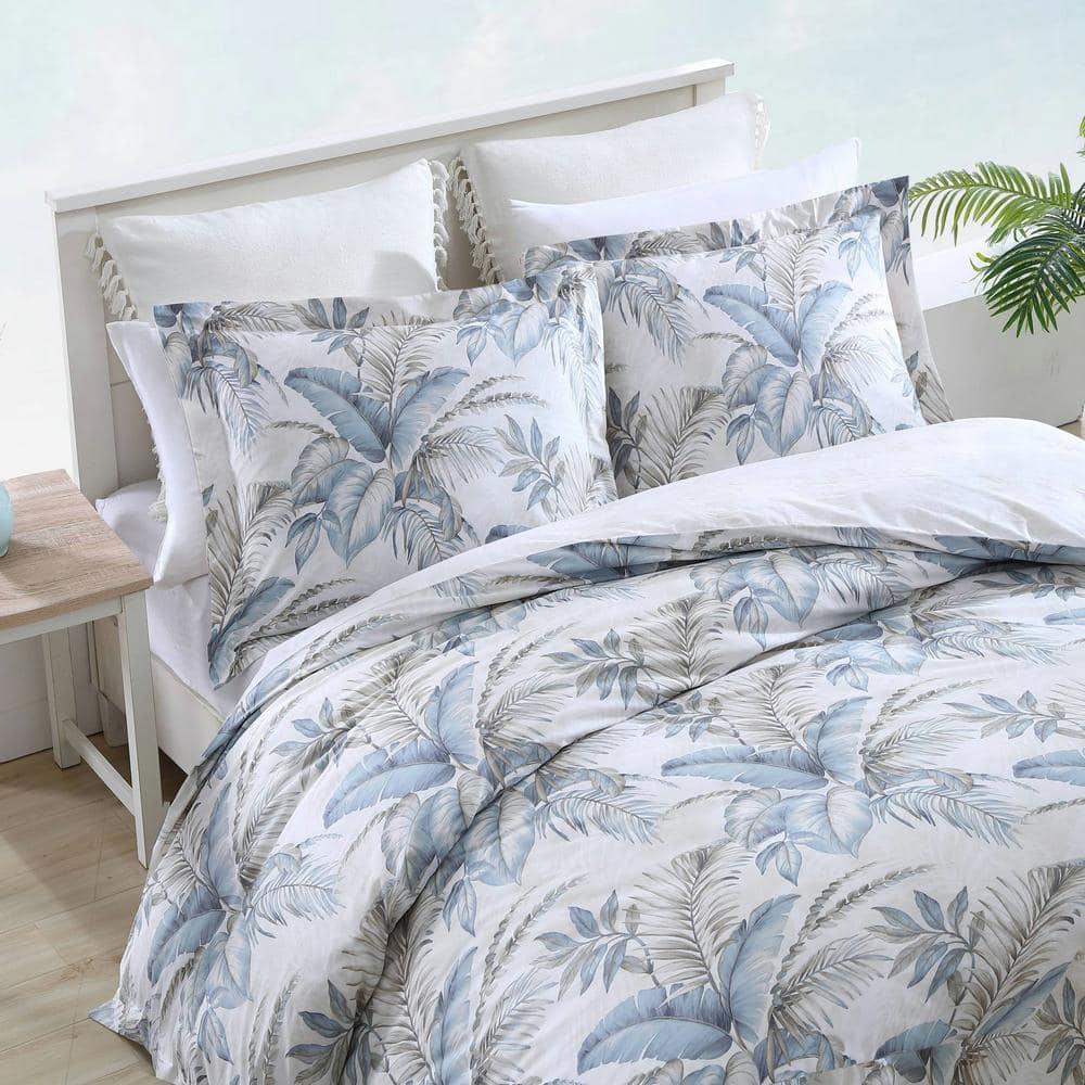 King Size Blue Cotton Tropical Marine Bedding Set