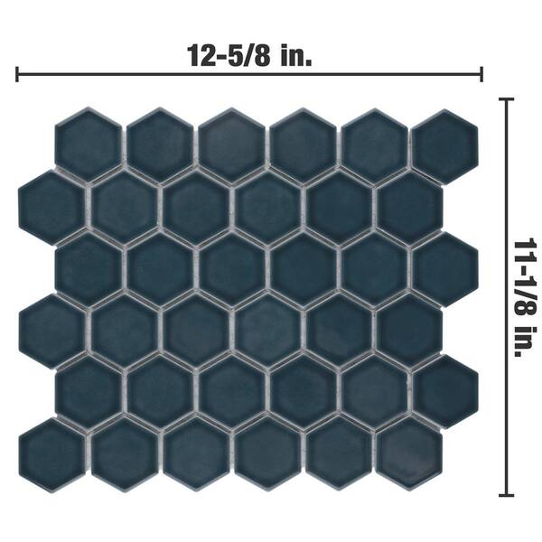 Tribeca 2 in. Hex Glacier Blue 12-5/8 in. x 11-1/8 in. Porcelain Mosaic Floor and Wall Tile (9.96 sq. ft./Case)
