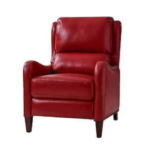 Hyde Modern Retro Cigar Genuine Leather Recliner with Nailhead Trim-Red