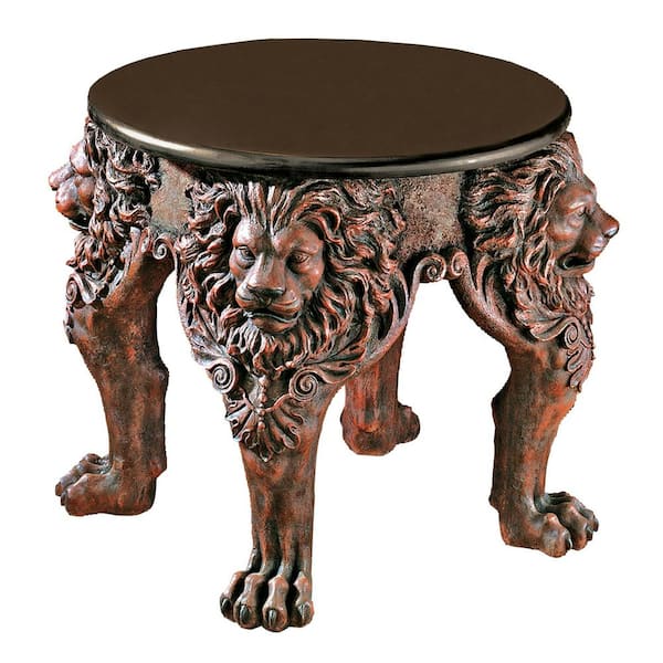 Design Toscano Lord Raffles Lion Leg 26 in. W Brown Polyresin Side Table