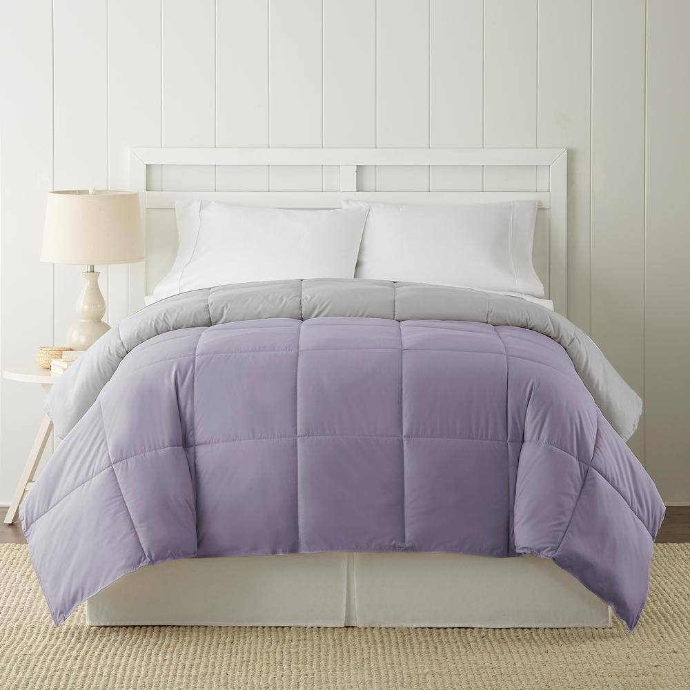 Twin Amethyst and Silver Reversible Down Alternative Comforter Set