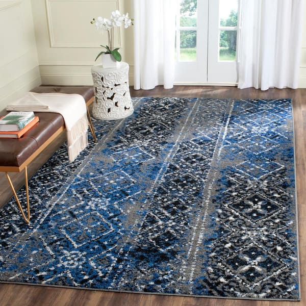Adirondack Silver/Multi 6 ft. x 9 ft. Border Area Rug