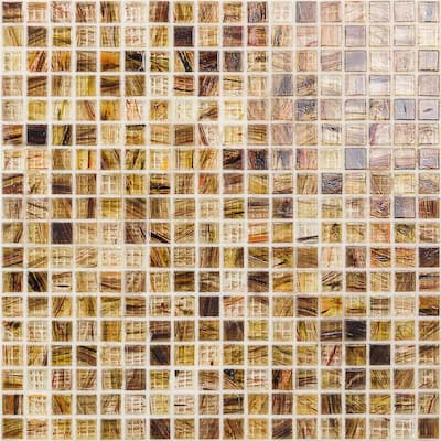 Breeze Rusty Leaves 12-3/4 in. x 12-3/4 in. Face Mounted Glass Mosaic Tile (1.15 sq. ft./Each)