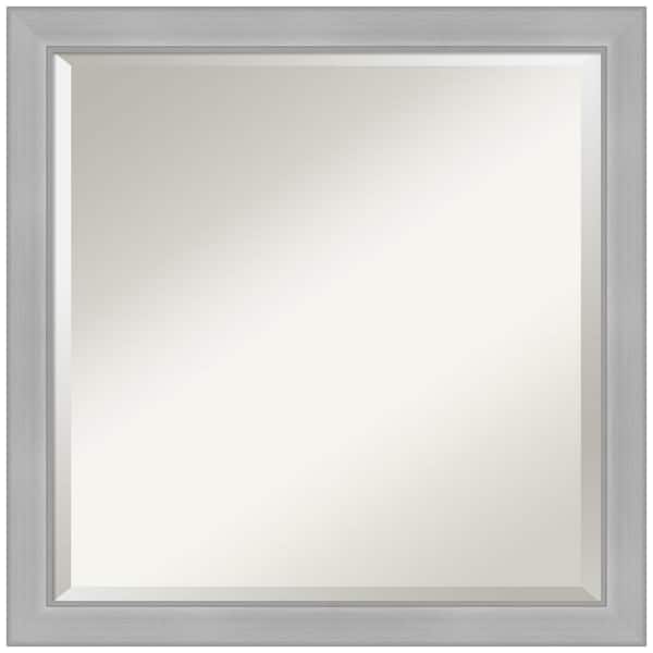 Amanti Art Medium Square Vista Brushed Nickel Beveled Glass Modern Mirror (22.75 in. H x 22.75 in. W)