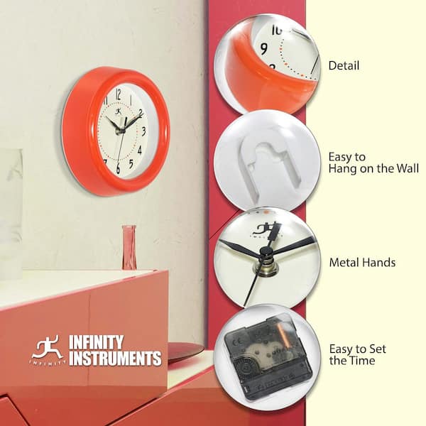 Infinity Instruments Spartan Orange 8 in. Wall Clock 12836OR-2042