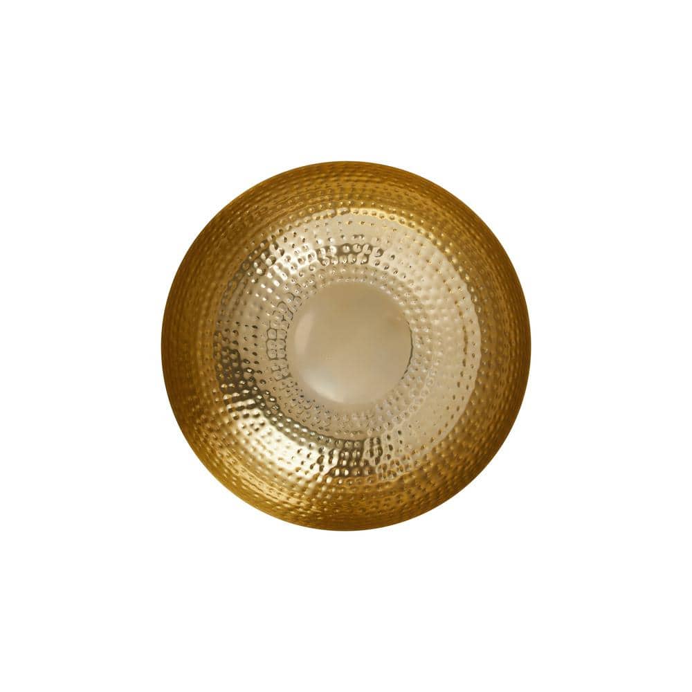 Gold Hammered Metal 14-Inch Round Serving Bowl