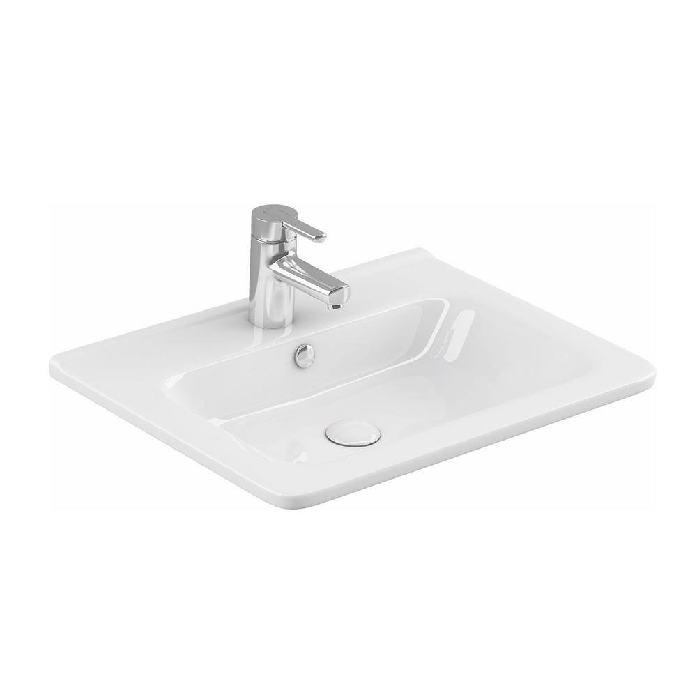 Joy 19.7 in. Drop-In Rectangular Bathroom Sink in Glossy White Ceramic with One Faucet Hole price history on PriceWatchPro