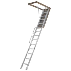 Everest 10 ft. - 12 ft., 22.5 in. x 63 in. Aluminum Attic Ladder with 350 lb. Load Capacity