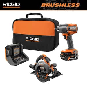 18V Brushless Cordless 2-Tool Combo Kit w/ 1/2 in. Impact Wrench, Circular Saw, 4.0 Ah MAX Output Battery, and Charger