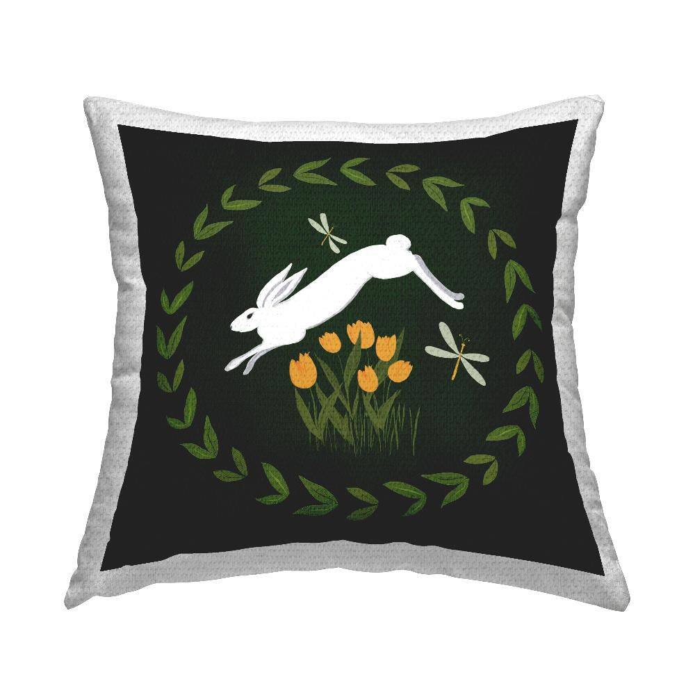 Bunny Hopping in Wreath Green Square Outdoor Throw Pillow price history on PriceWatchPro
