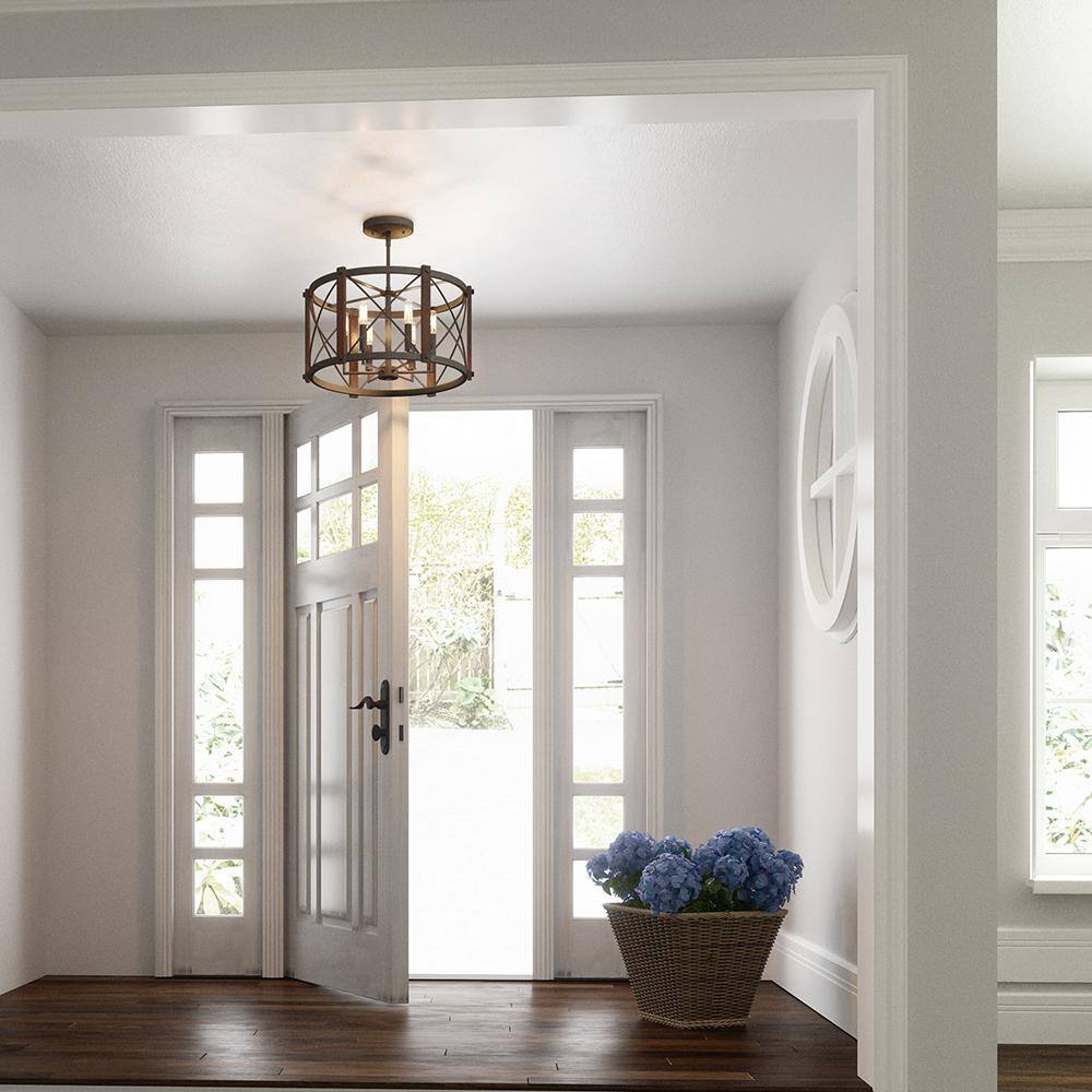 Baron 20" Black Steel 6-Light Semi-Flush Mount