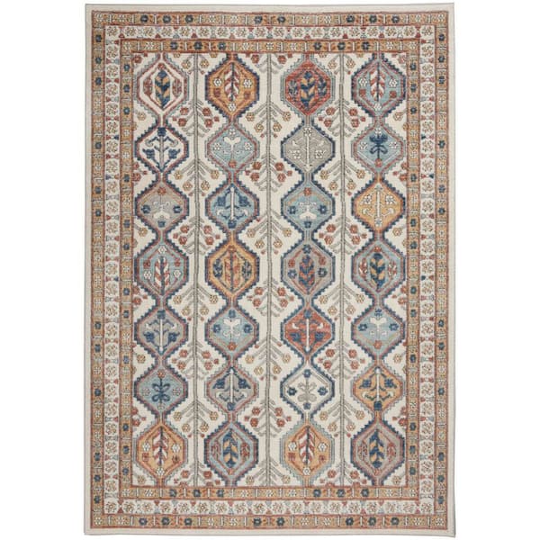Nourison Concerto Ivory/Multi 4 ft. x 6 ft. Border Contemporary Area Rug