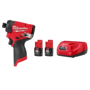 M12 FUEL 12V Lithium-Ion Brushless Cordless 1/4 in. Hex Impact Driver w/M12 Compact 2.0 Ah Battery (2-Pack) Starter Kit