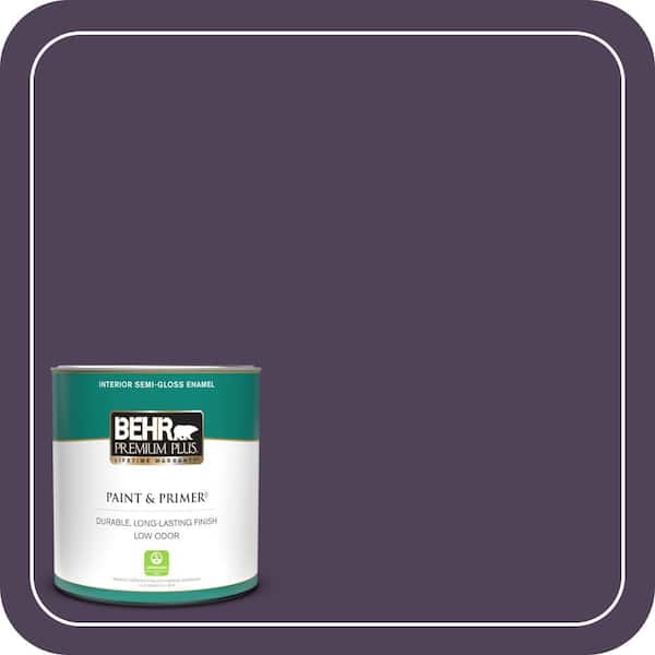 BEHR PREMIUM PLUS 1 qt. #S-H-660 Blackberry Harvest Semi-Gloss Enamel Low Odor Interior Paint & Primer