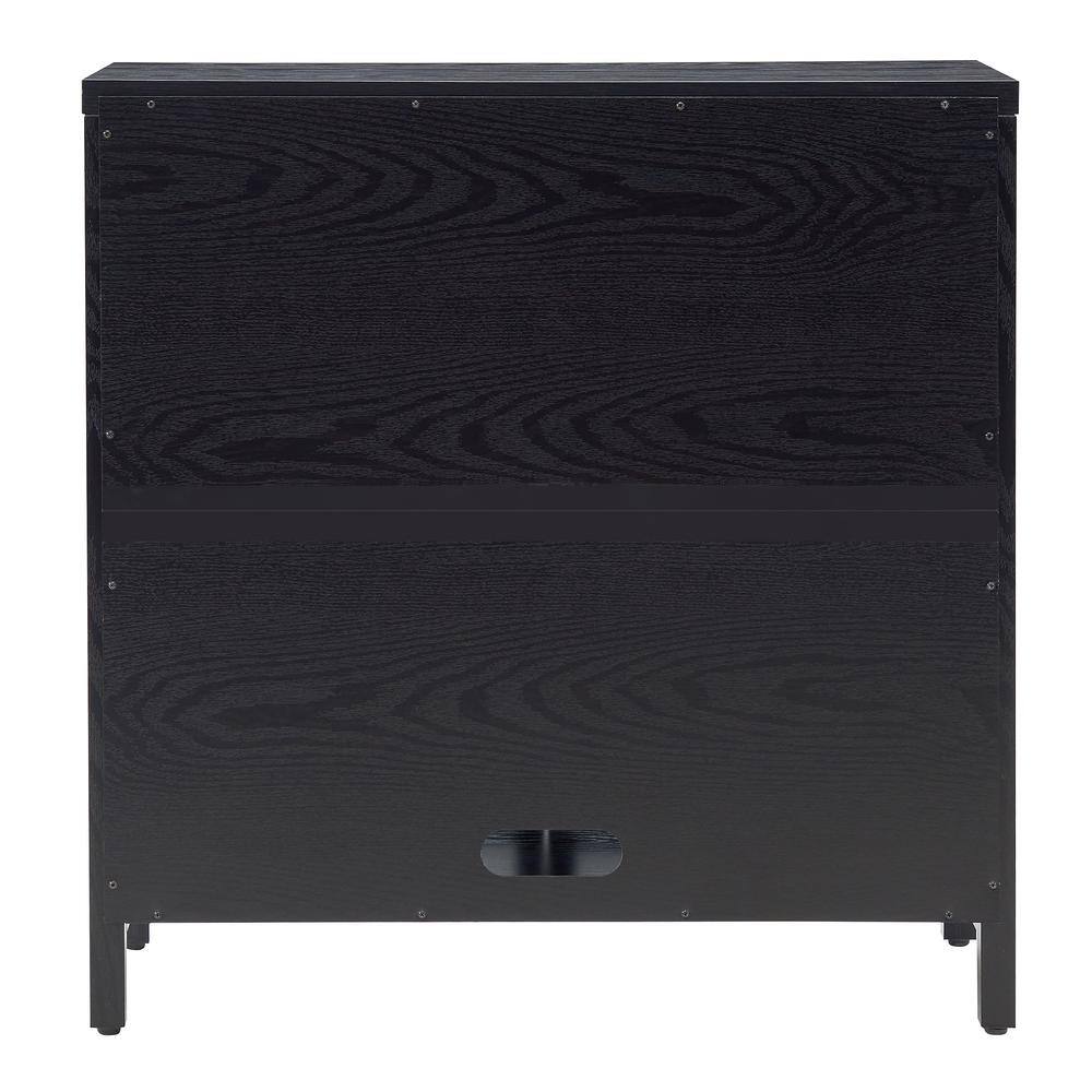 Black Grain MDF and Metal Office Accent Cabinet with Adjustable Shelving