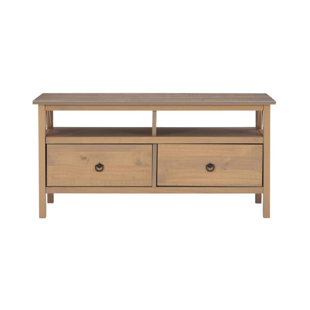 Rustic Gray 48'' Media Stand with Open Shelf and Storage Drawers