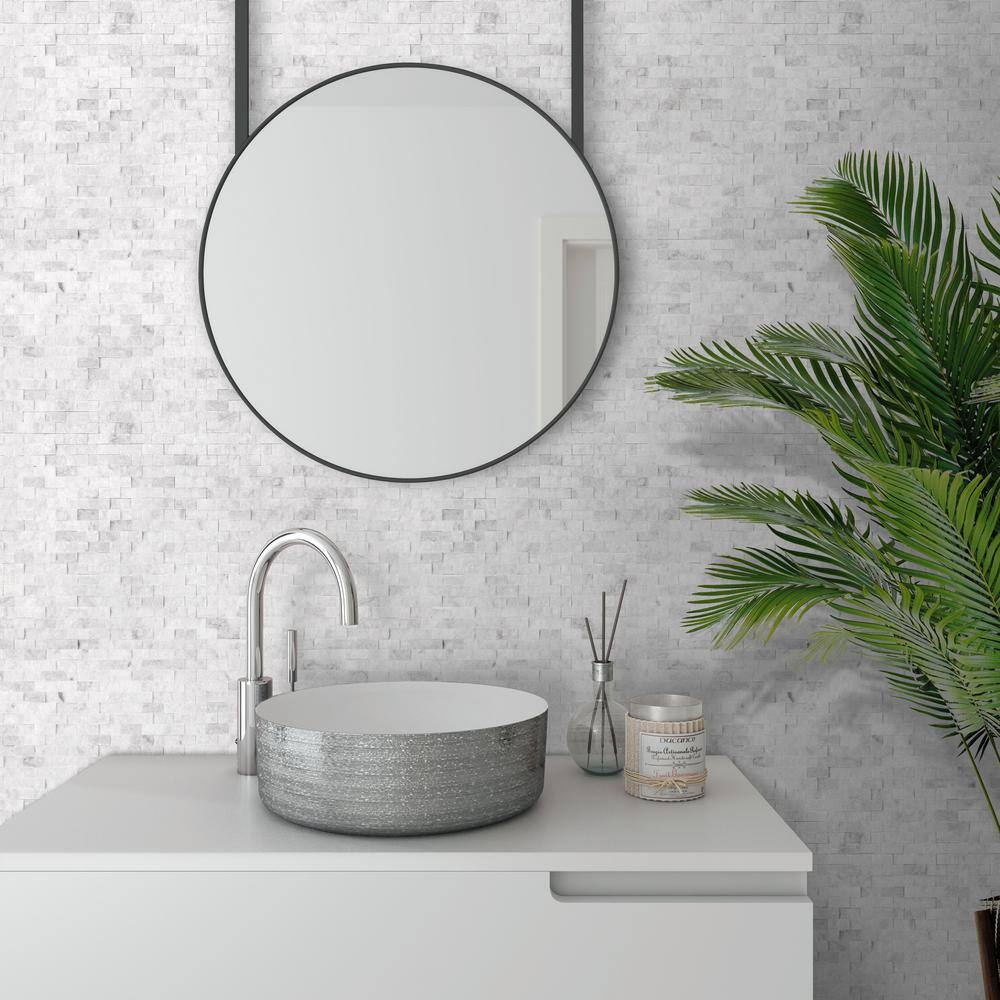 Gray and White Natural Stone Peel and Stick Mosaic Tile