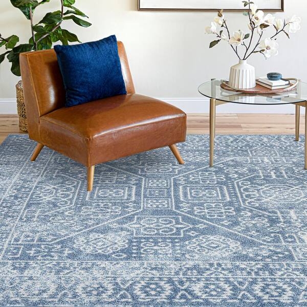 Tayse Rugs Maya Oriental Blue 5 ft. x 8 ft. Indoor Area Rug