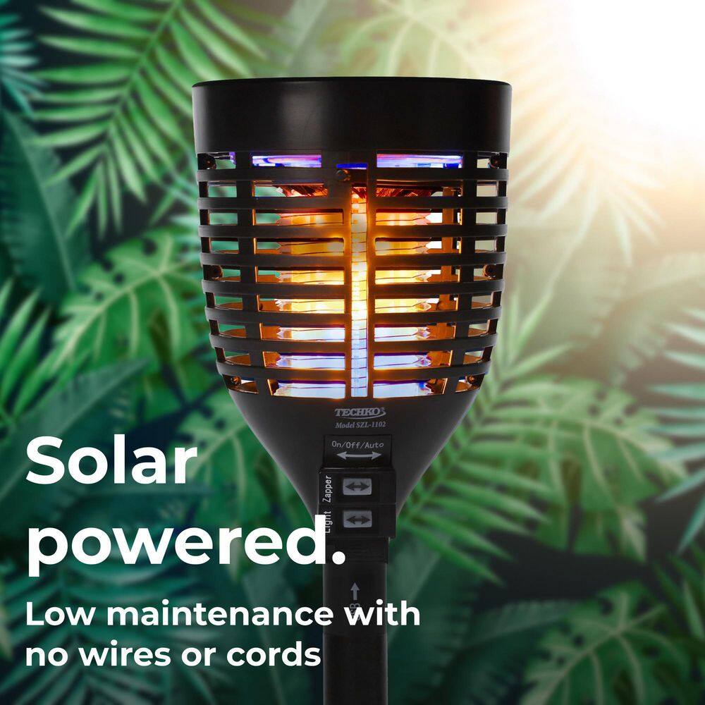 Solar Black Bug Zapper Torch with Easy-Clean Brush