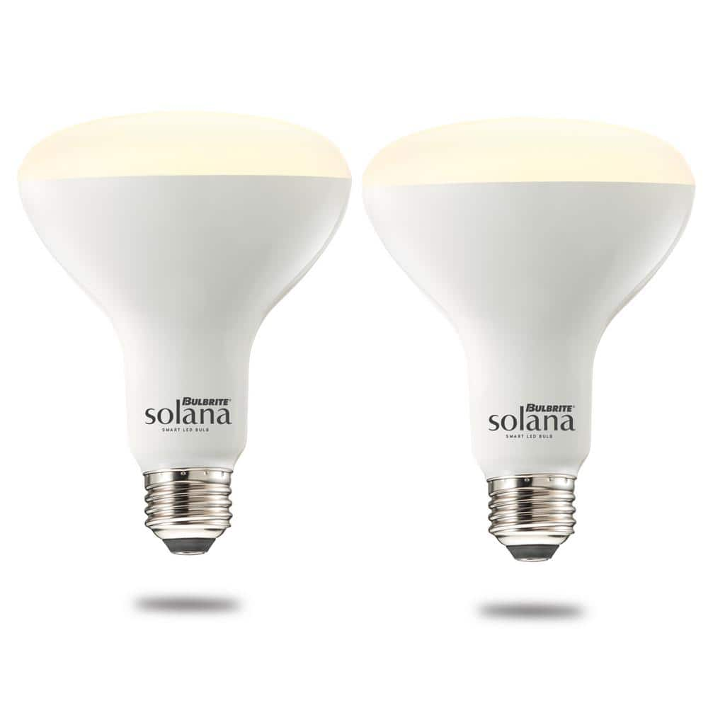 Bulbrite 861702 Solana BR30 Wi-Fi Connected Ceiling LED Smart Light Bulb, Frost - Pack of 2