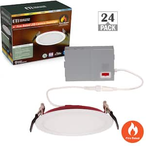 6 in. Fire Rated Canless Integrated LED Recessed Light Trim Downlight 1200-Lumens Adjustable CCT Dimmable (24-Pack)