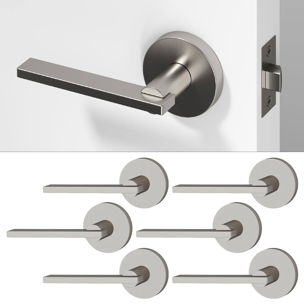 Valli Metal Brushed Nickel Passage Hall/Closet Flat Door Handle with Round Rosette 6-Pack price history on PriceWatchPro