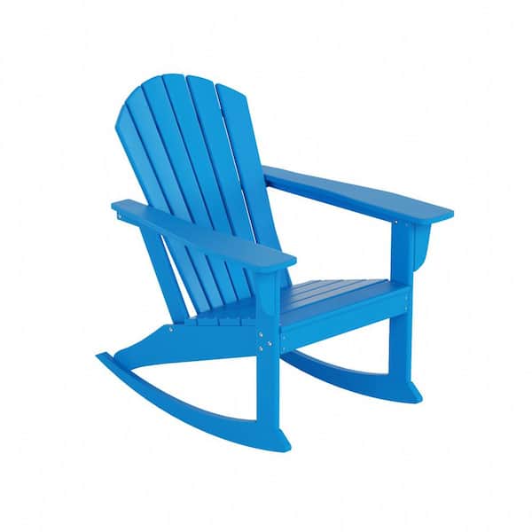 Mason Pacific Blue Adirondack HDPE Plastic Outdoor Rocking Chair