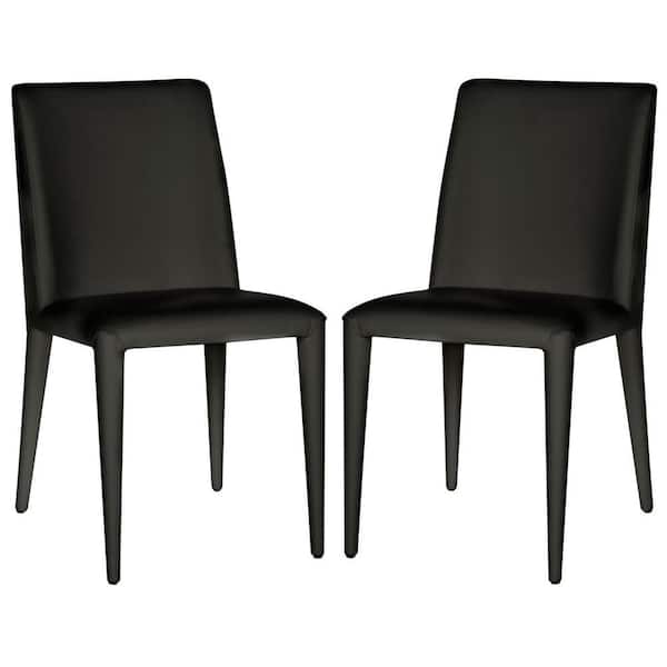 SAFAVIEH Garretson Black Leather Side Chair (Set of 2)