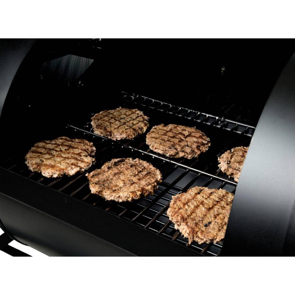 Portable Black Steel Tabletop Charcoal Grill with Smoker