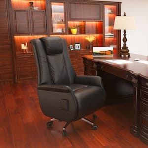 Microfiber Seat Reclining Ergonomic High-Back Power Office Chair in Black with Footrest