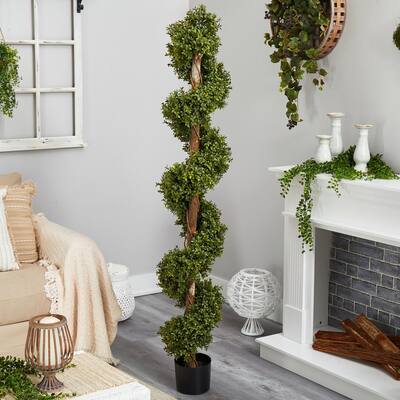 6 ft. Artificial Boxwood Spiral Topiary Tree