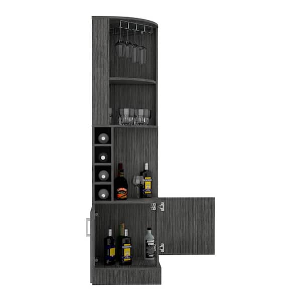 Unbranded 18.4 in. W x 18.4 in. D x 71.1 in. H Dark Gray Triangle Linen Cabinet with 8 Wine Cubbies and 4-Shelves