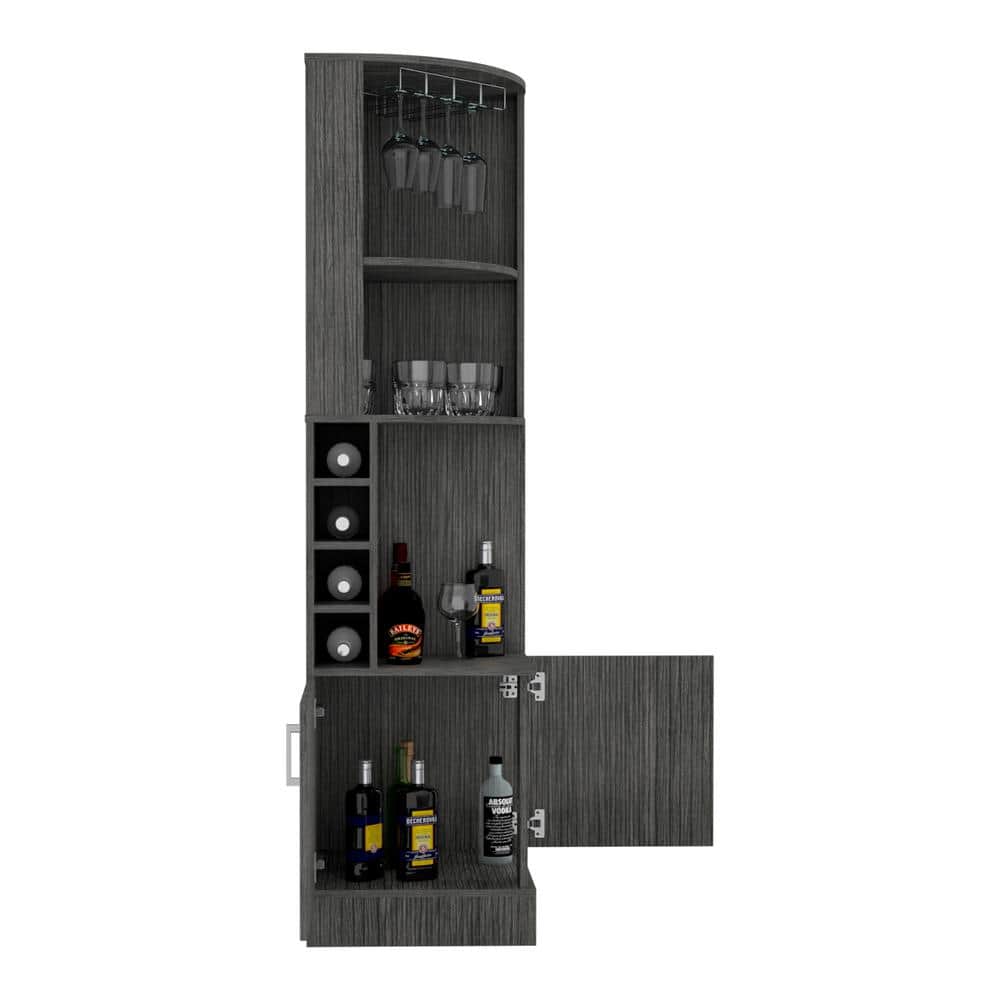 18.4 in. W x 18.4 in. D x 71.1 in. H Dark Gray Triangle Linen Cabinet with 