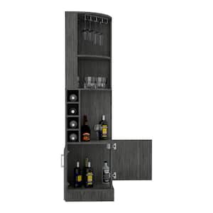 18.4 in. W x 18.4 in. D x 71.1 in. H Dark Gray Triangle Linen Cabinet with 8 Wine Cubbies and 4 Shelves
