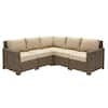 Hampton Bay Laguna Point 5-Piece Brown Wicker Outdoor Patio Sectional ...