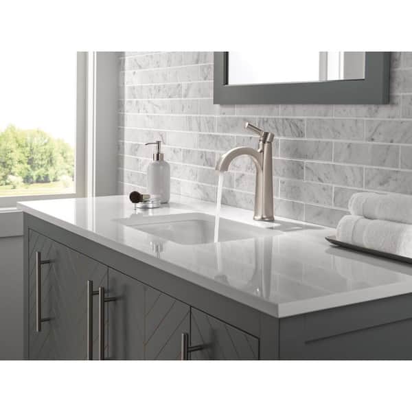 Lorna Single Handle Single Hole Bathroom Faucet with Drain Kit Included in Spotshield Brushed Nickel
