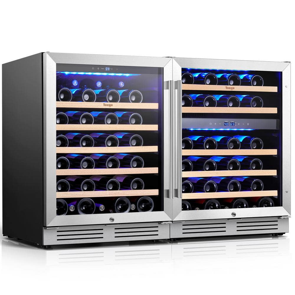48 in. Triple Zone Built-in /Freestanding Cellar Cooling 98-Bottle Wine Cooler Side-by-Side Fridge in Stainless Steel price history on PriceWatchPro
