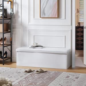 Storage Ottoman, Foot Rest Stool Footstool Ottoman, Small Square Cube Chest for Living Room/Dorm/Entryway 43 in. White