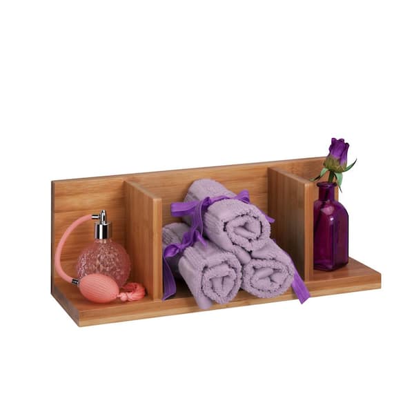 Honey-Can-Do 5.9 in. x 5.9 in. Sectioned Bamboo Wall Shelf Decorative Shelf