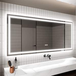 72 in. W x 32 in. H Rectangular Frameless Anti-Fog Backlit Front Lighted Wall LED Bathroom Vanity Mirror, Tempered Glass