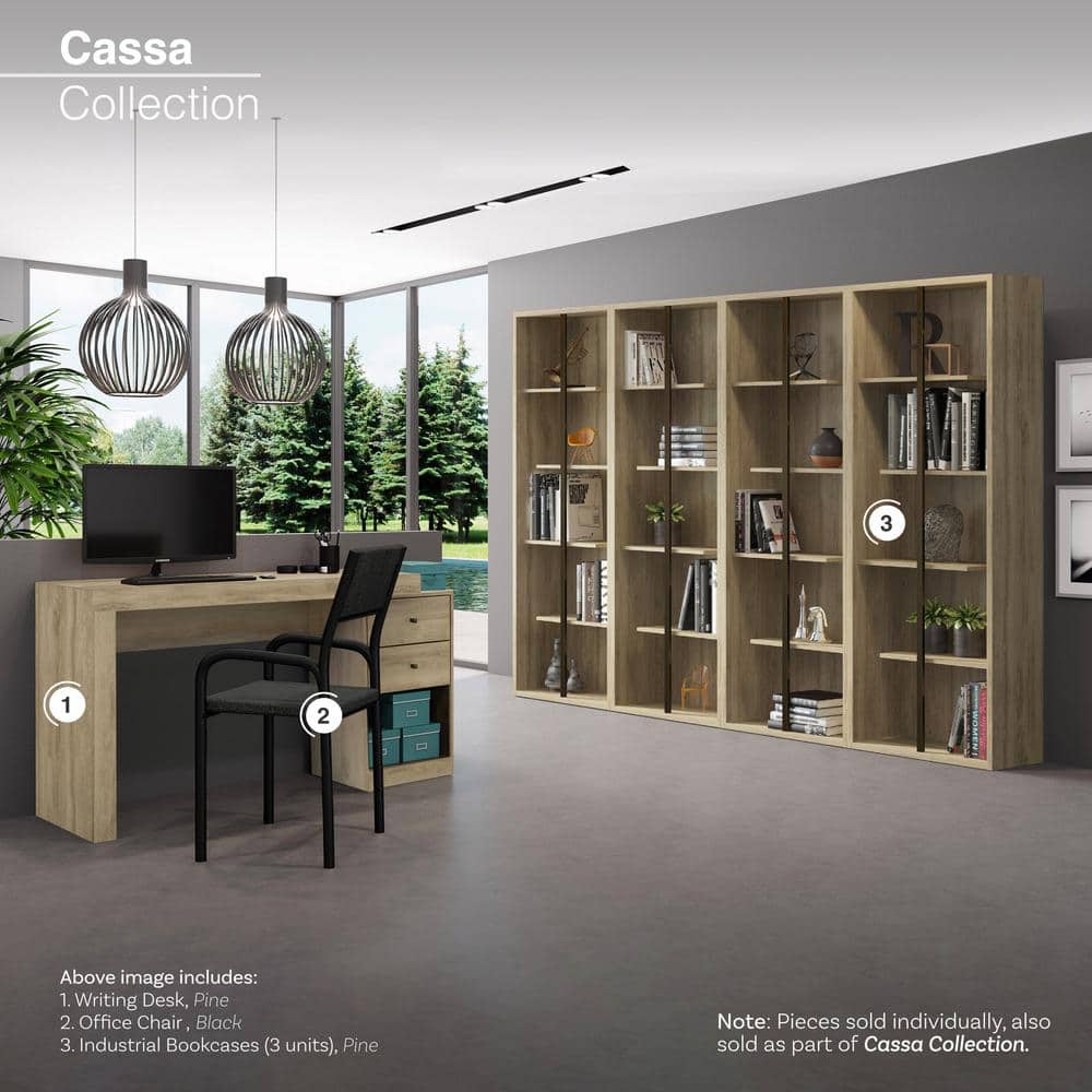 Expandable Pine Wood Home Office Desk with Storage Drawers