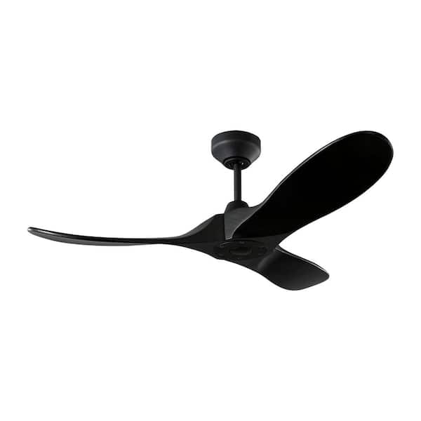 Maverick Smart 44 in., Indoor/Outdoor Midnight Black Modern Downrod Mount Ceiling Fan with Remote Included