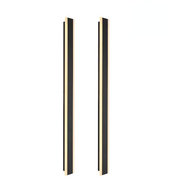 OUKANING Modern Outdoor/Indoor 1-Light Black Integrated LED Wall Sconce with Acrylic Shade for Hallway, Warm Light (2-Pieces)