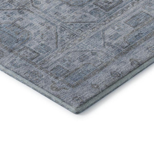 Mayfield Premium Machine Washable Abstract AMF1919 Blue 9 ft. x 12 ft. Area Rug