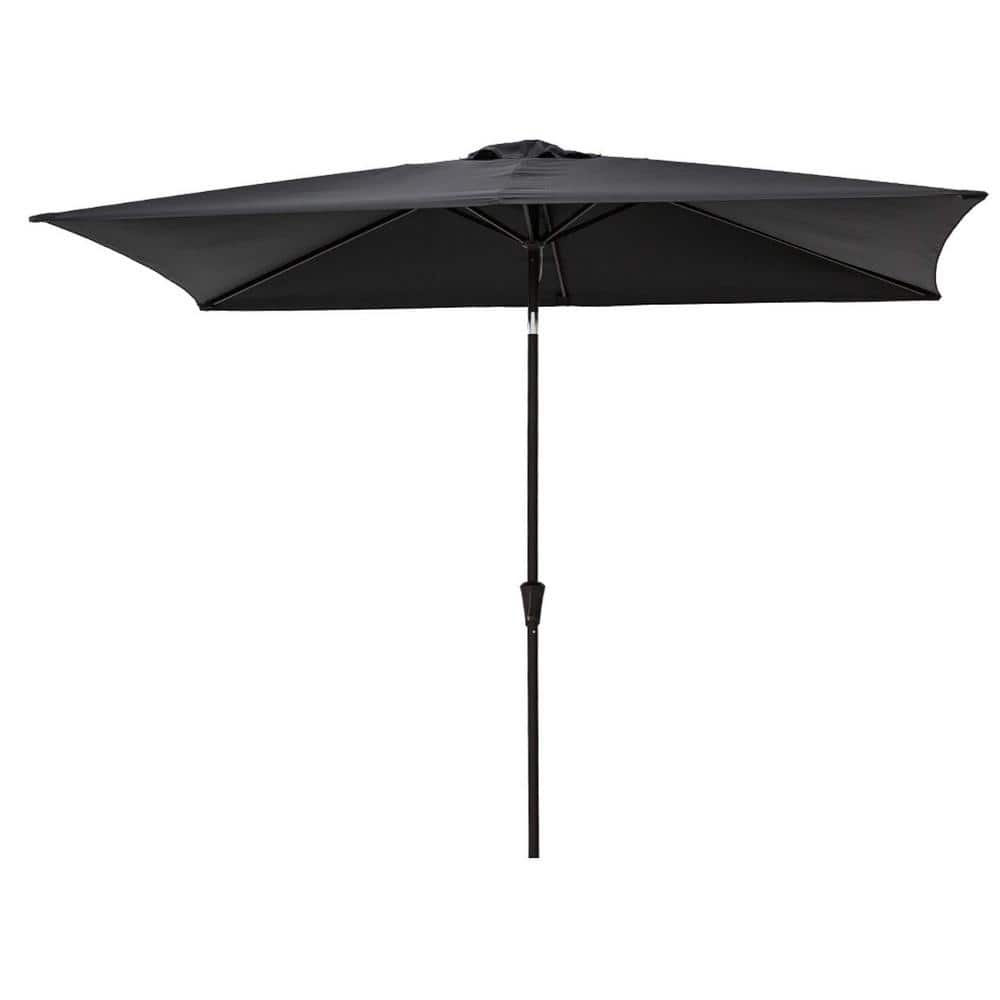 6.5 ft. x 10 ft. Rectangular Steel Patio Umbrella in Black
