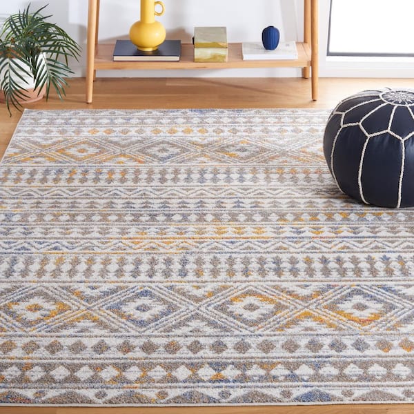 Astoria 8 ft. x 10 ft. Gray/Ivory Stamped Geometric Area Rug